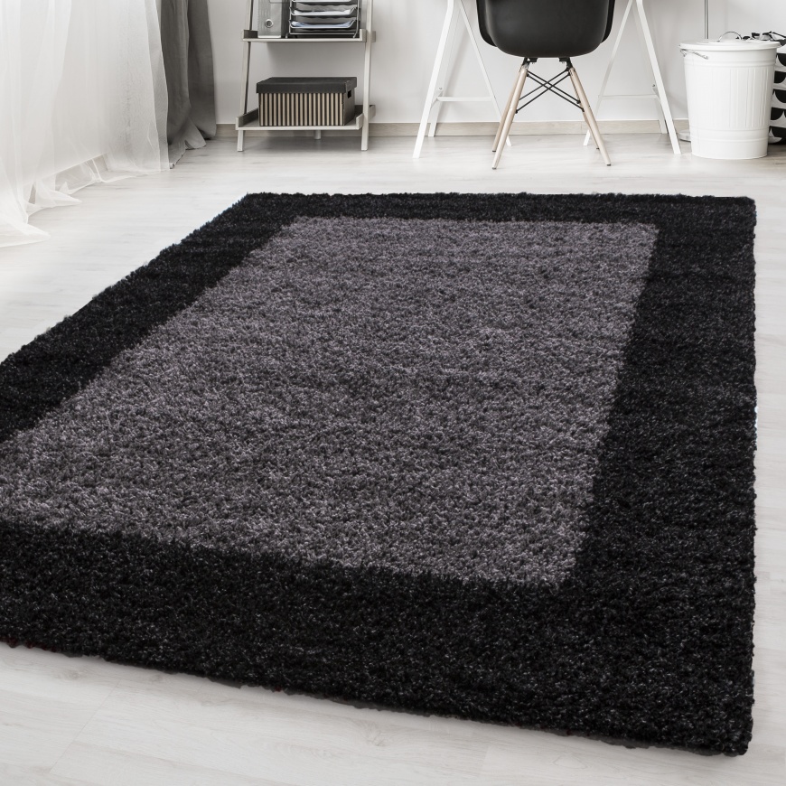 Life Shaggy Border Anthracite Rug